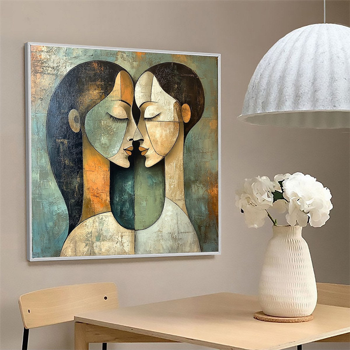 UNITY IN CONTRAST: Textured Abstract Figurative Oil Painting