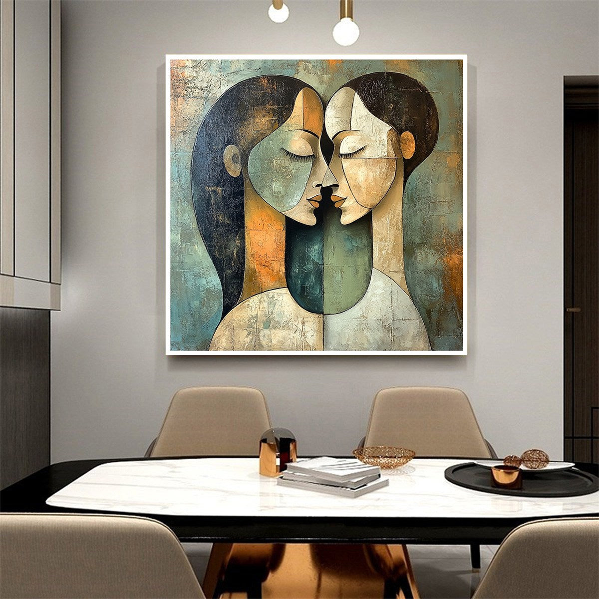 UNITY IN CONTRAST: Textured Abstract Figurative Oil Painting