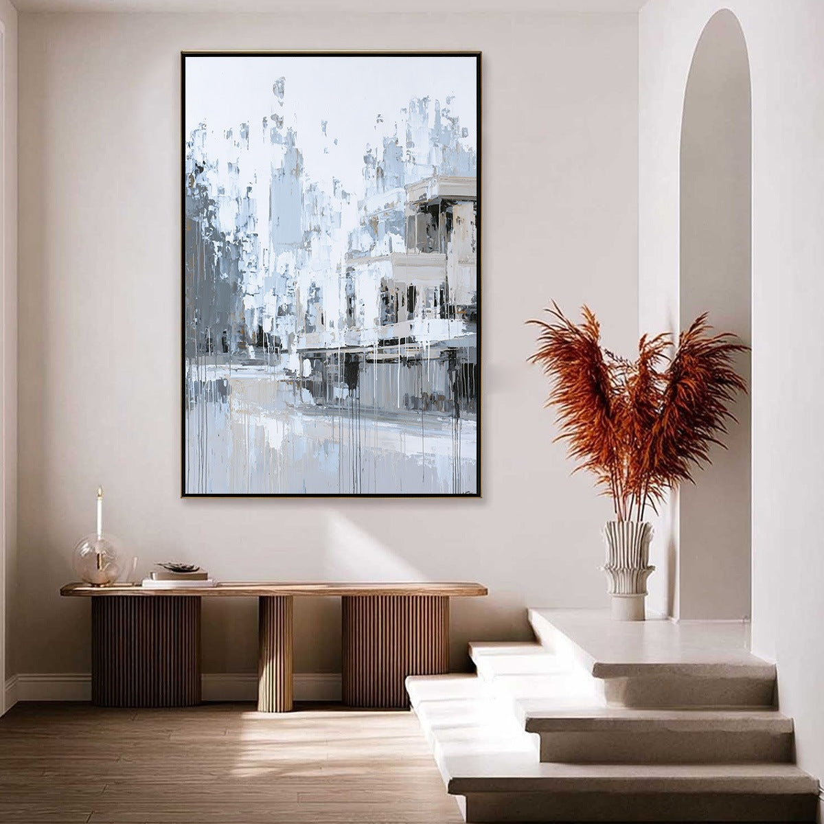 URBAN ECHO: Abstract Minimalist Cityscape Painting