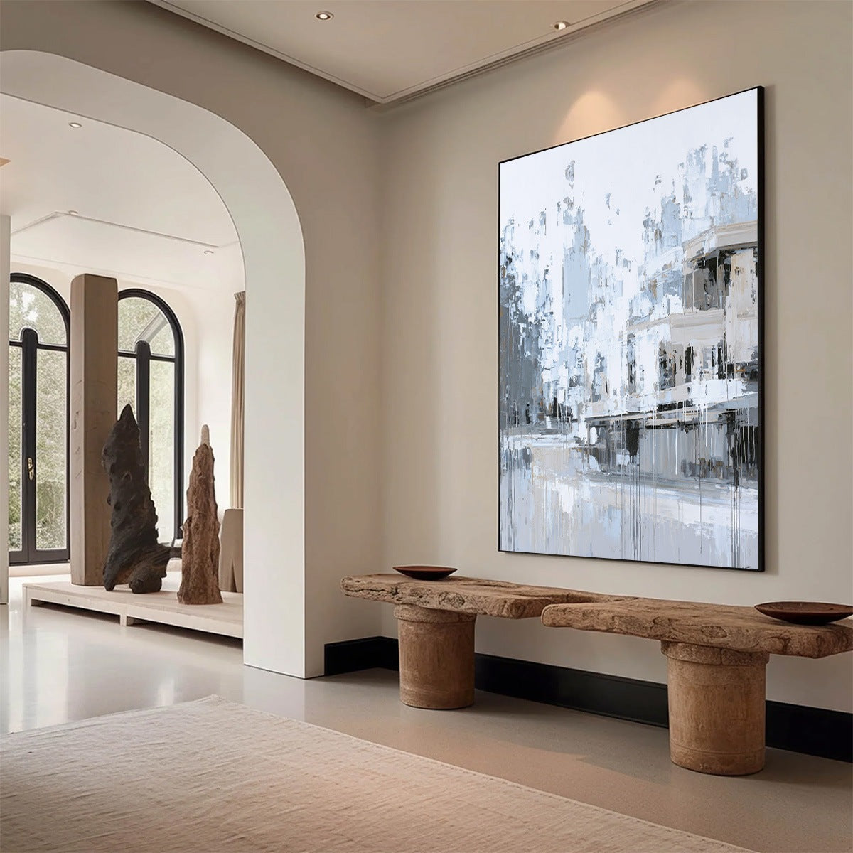 URBAN ECHO: Abstract Minimalist Cityscape Painting
