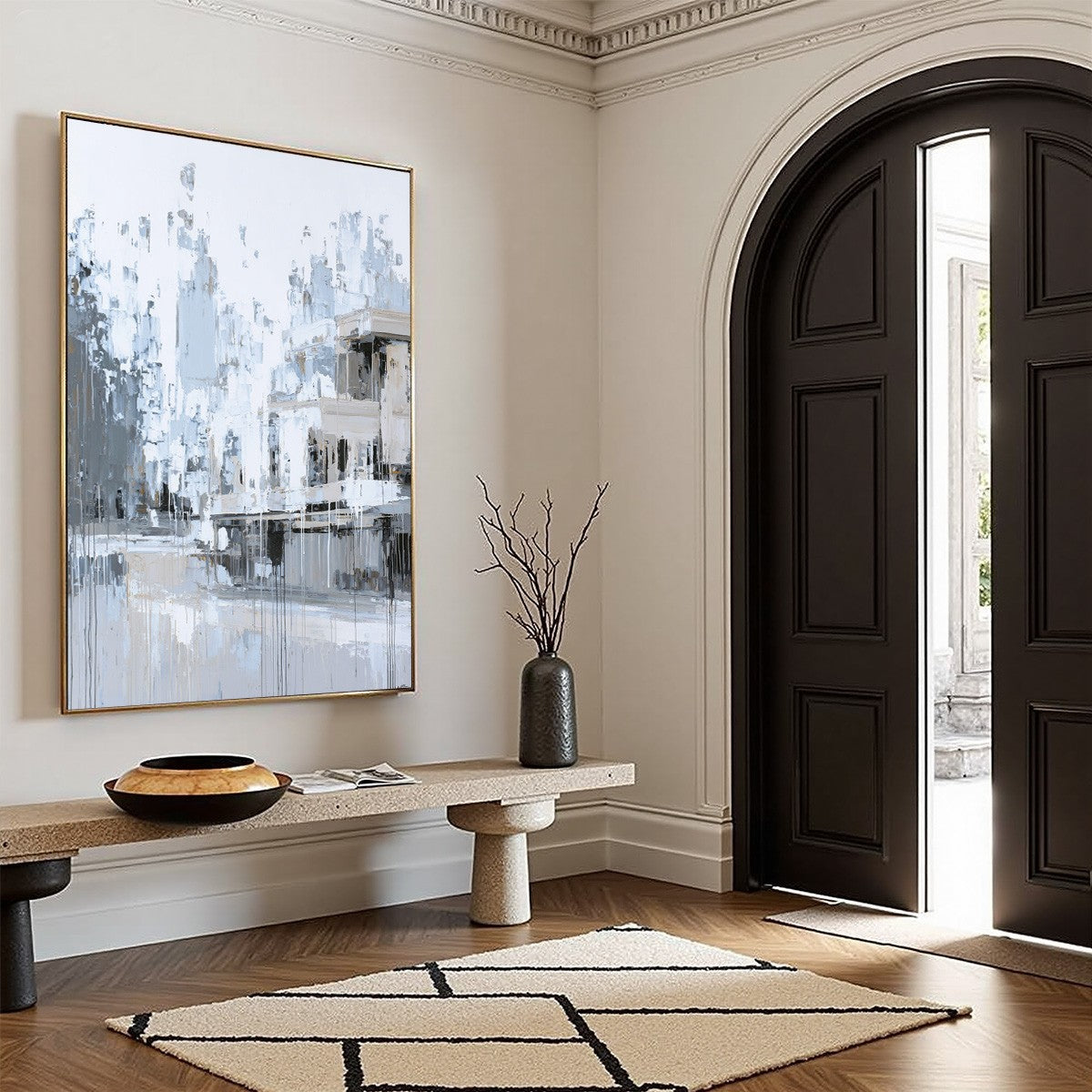 URBAN ECHO: Abstract Minimalist Cityscape Painting