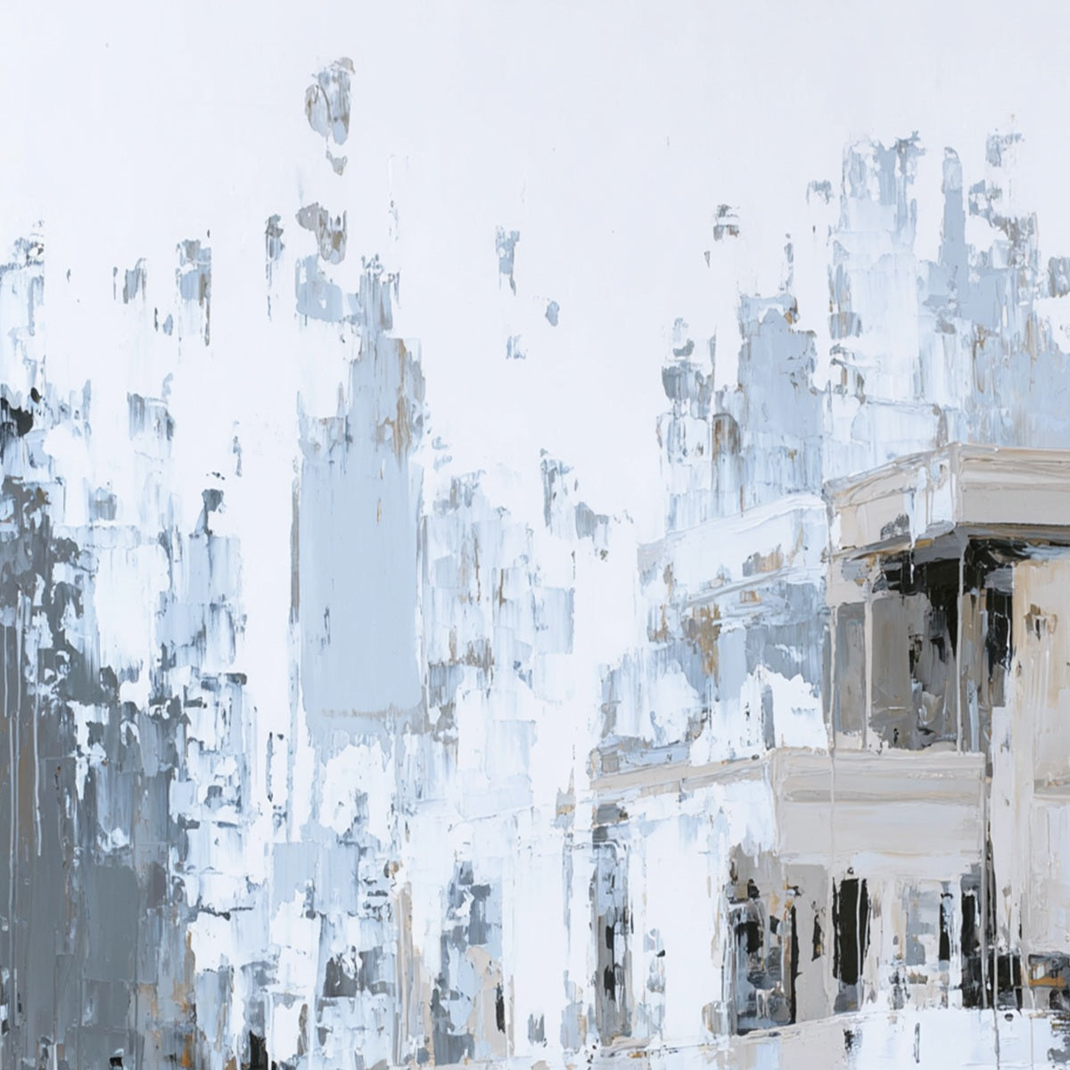 URBAN ECHO: Abstract Minimalist Cityscape Painting