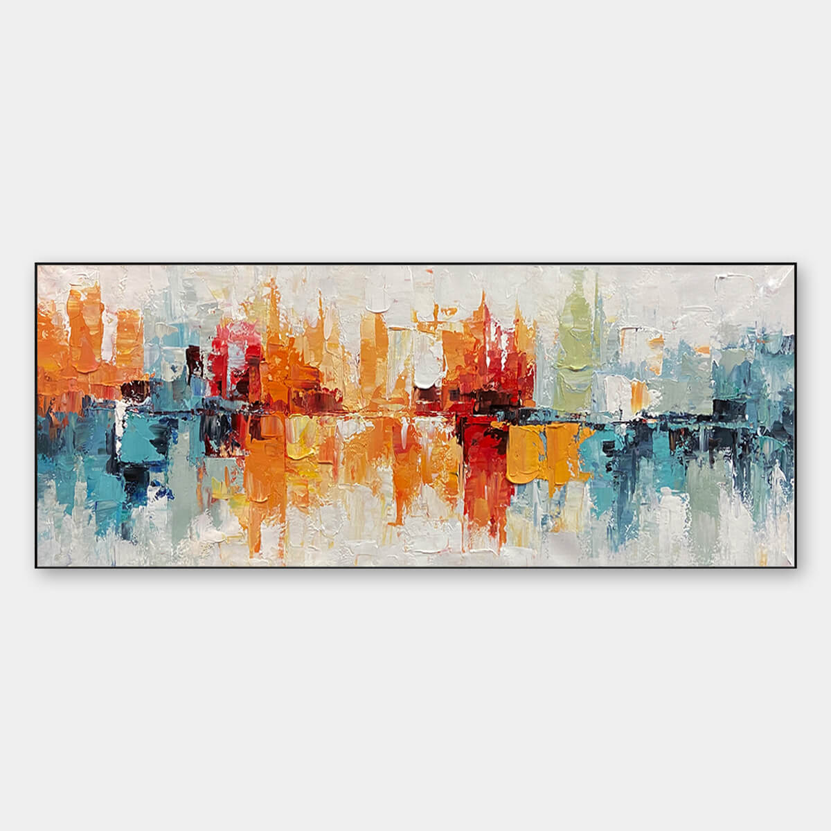 URBAN REFLECTIONS: Abstract Cityscape Impasto Oil Painting