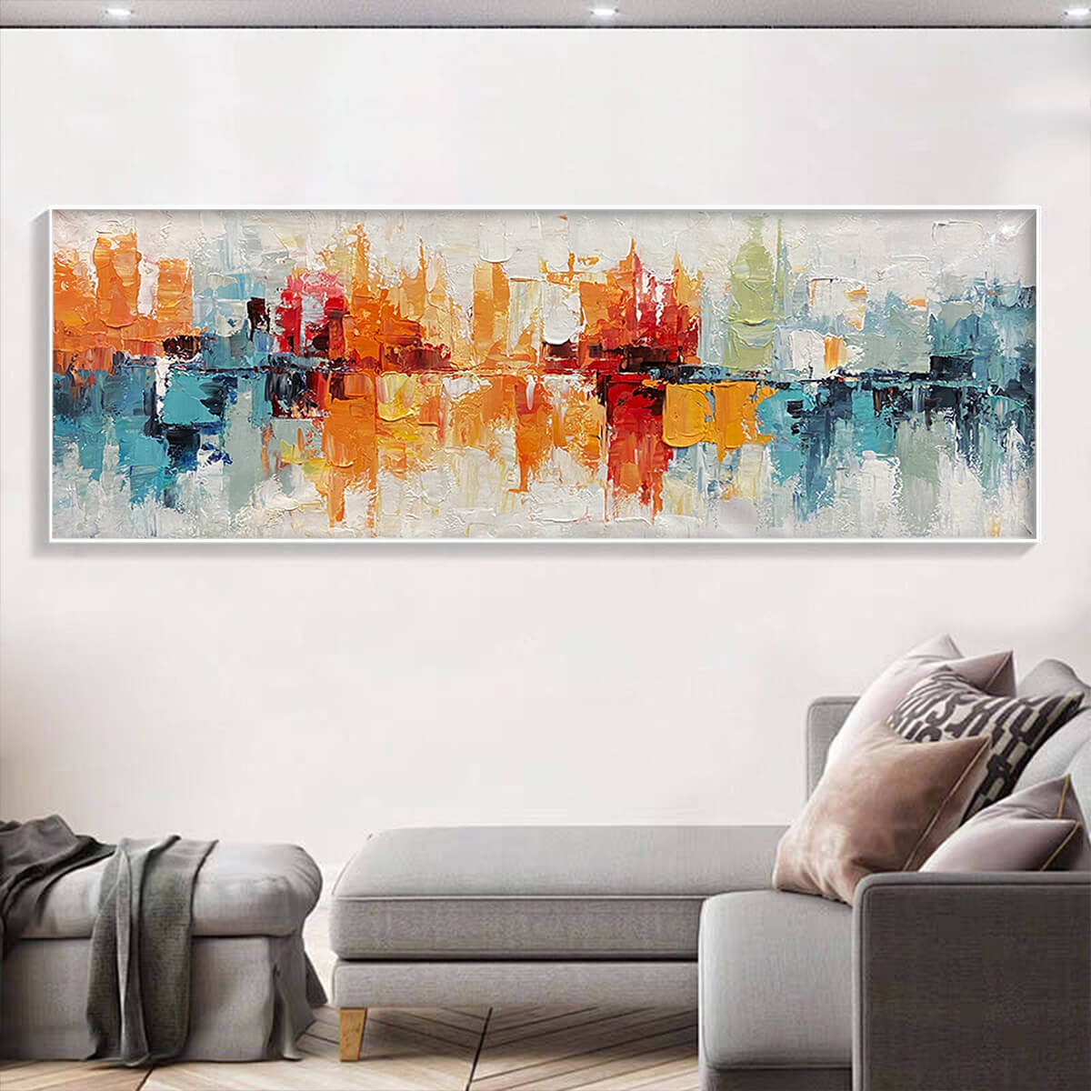 URBAN REFLECTIONS: Abstract Cityscape Impasto Oil Painting