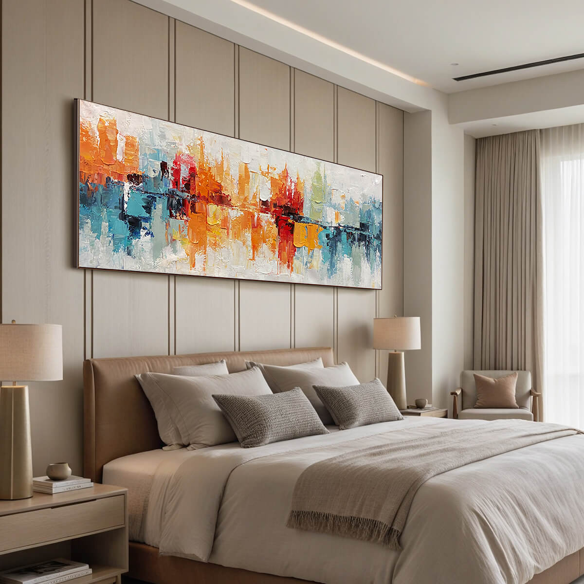 URBAN REFLECTIONS: Abstract Cityscape Impasto Oil Painting
