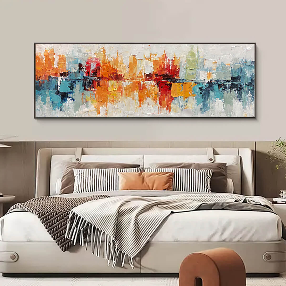 URBAN REFLECTIONS: Abstract Cityscape Impasto Oil Painting