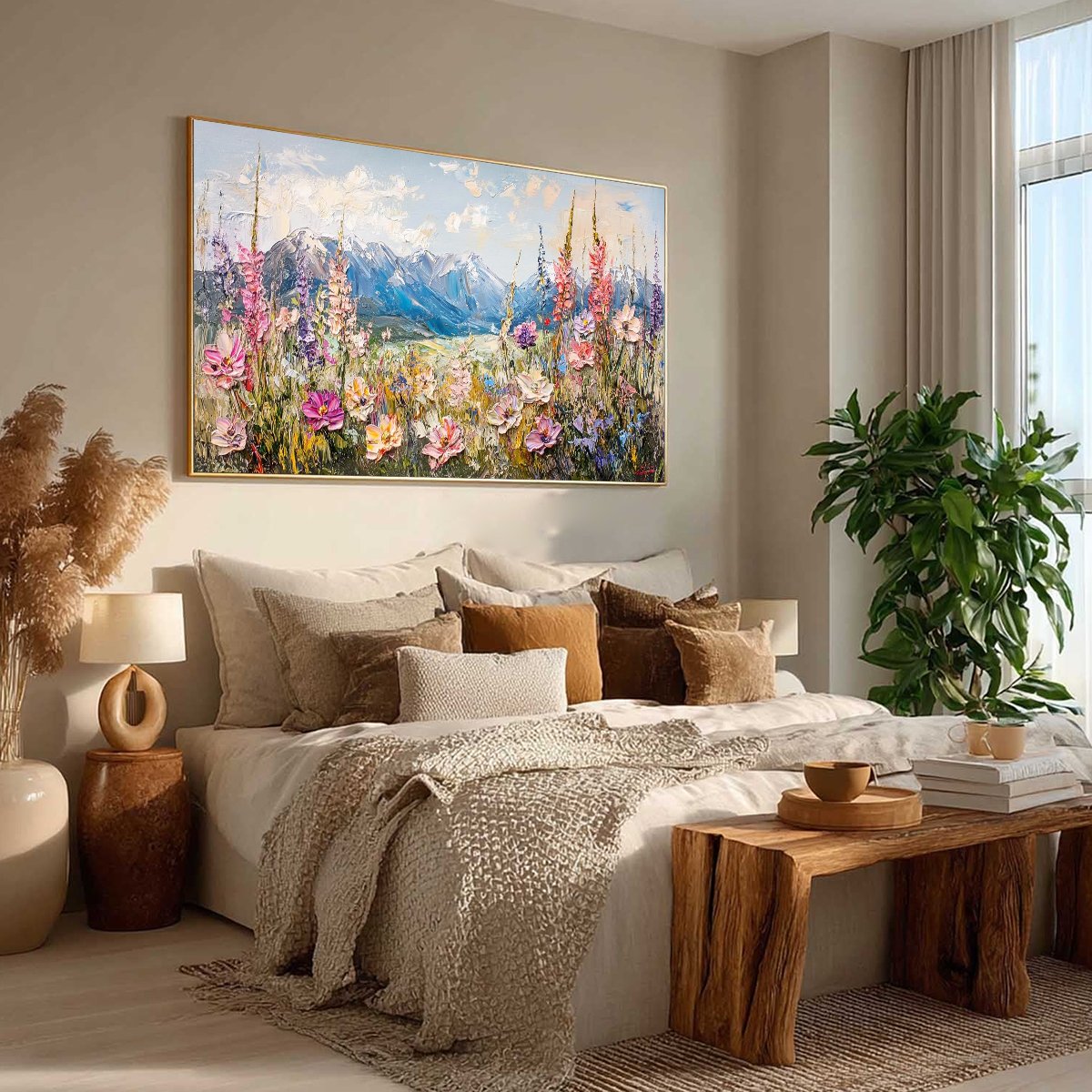 VALLEY BLOSSOM: Impasto Mountain Wildflower Painting