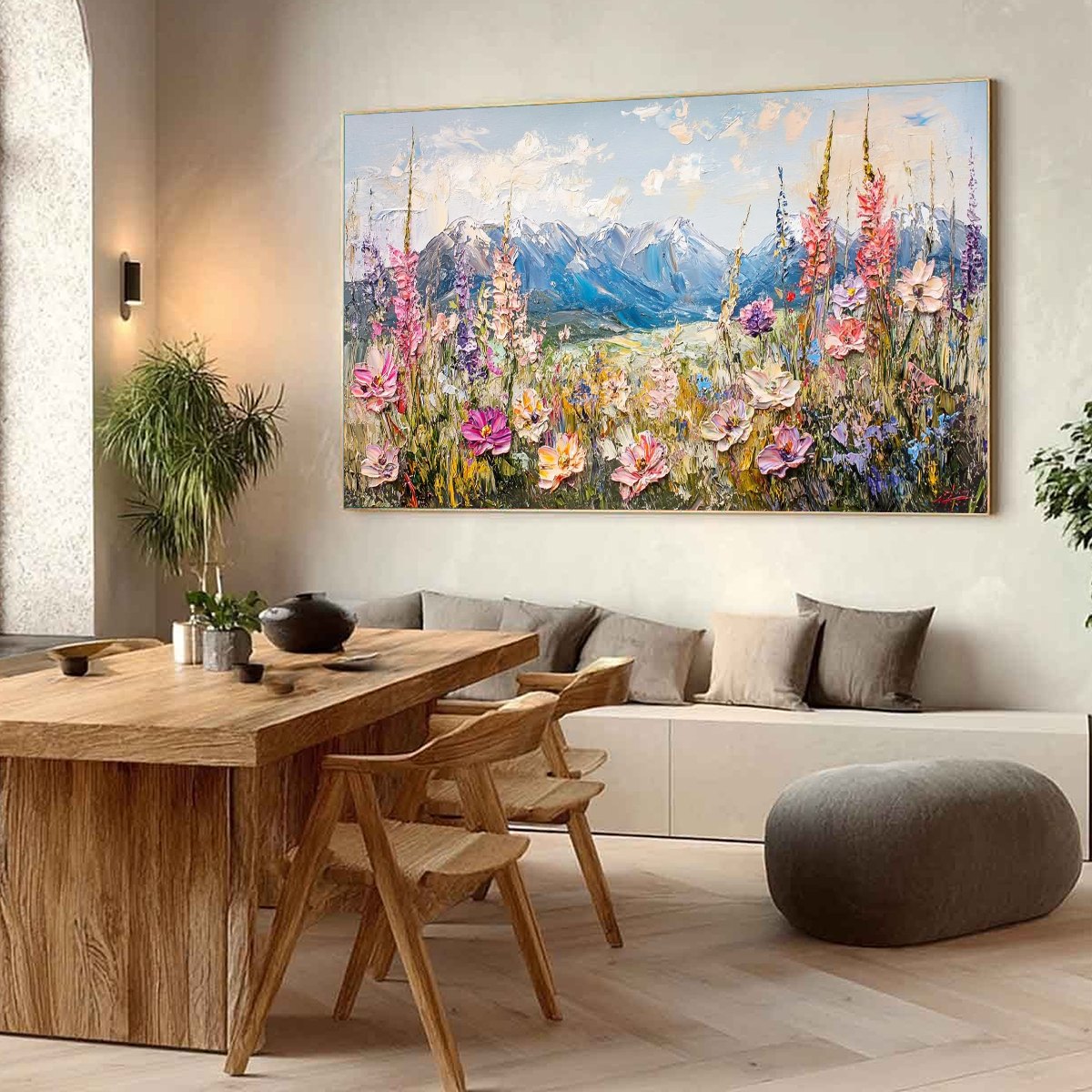 VALLEY BLOSSOM: Impasto Mountain Wildflower Painting