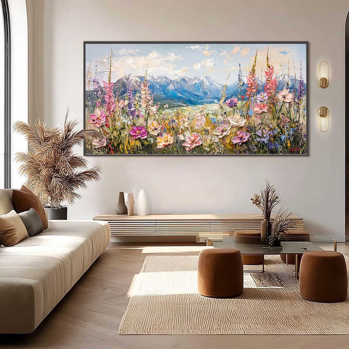 VALLEY BLOSSOM: Impasto Mountain Wildflower Painting