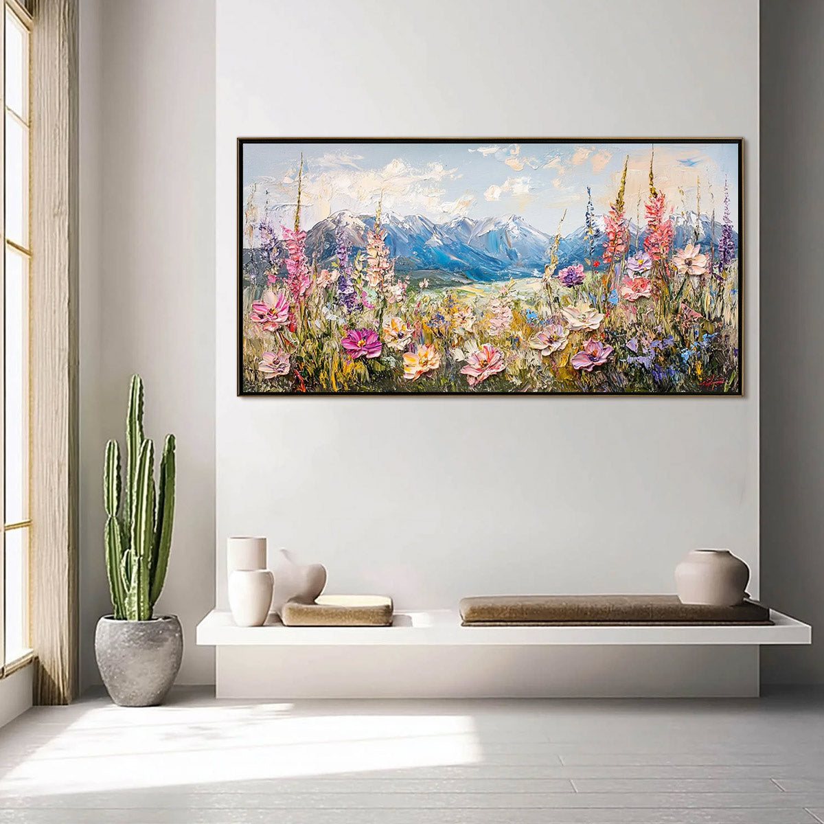 VALLEY BLOSSOM: Impasto Mountain Wildflower Painting