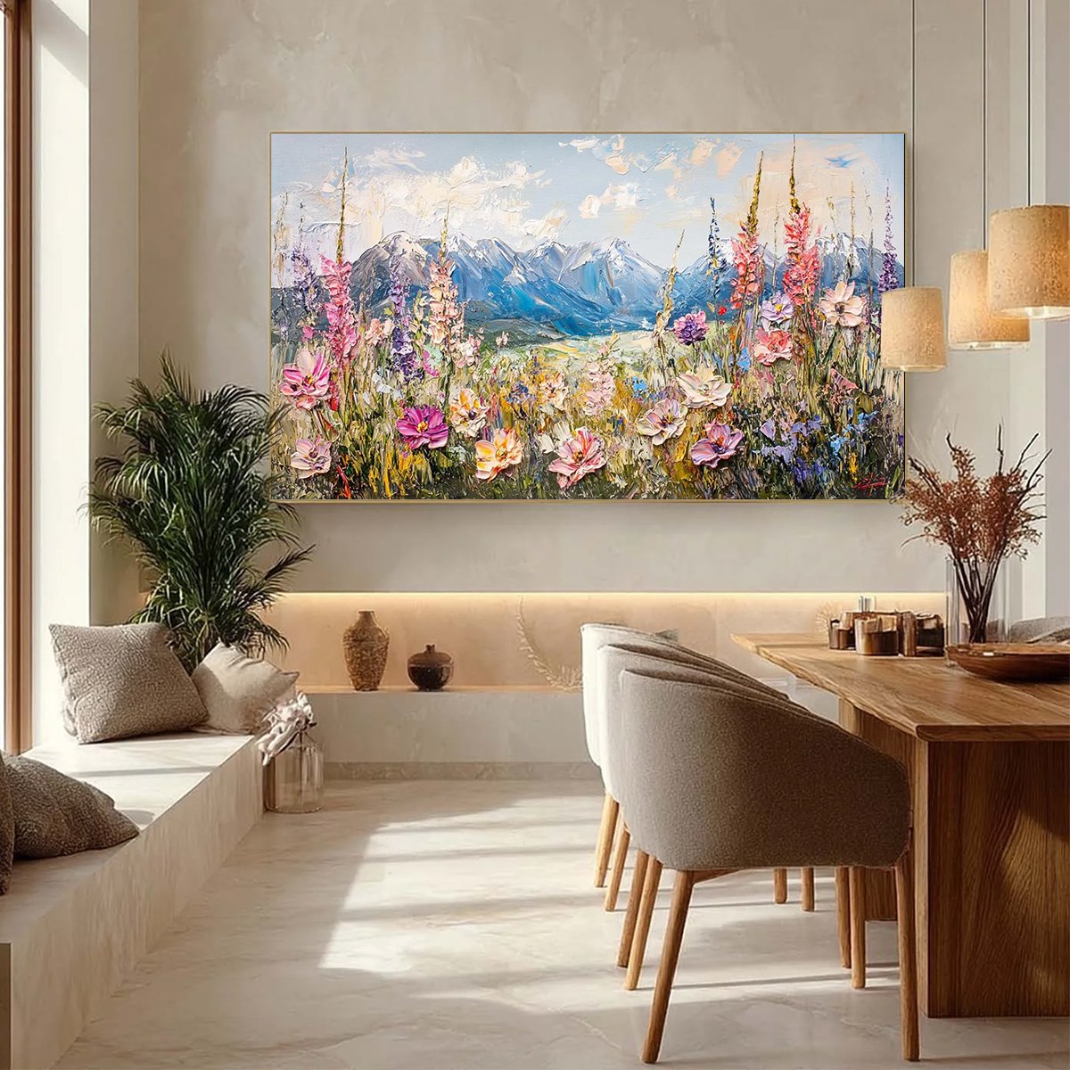 VALLEY BLOSSOM: Impasto Mountain Wildflower Painting