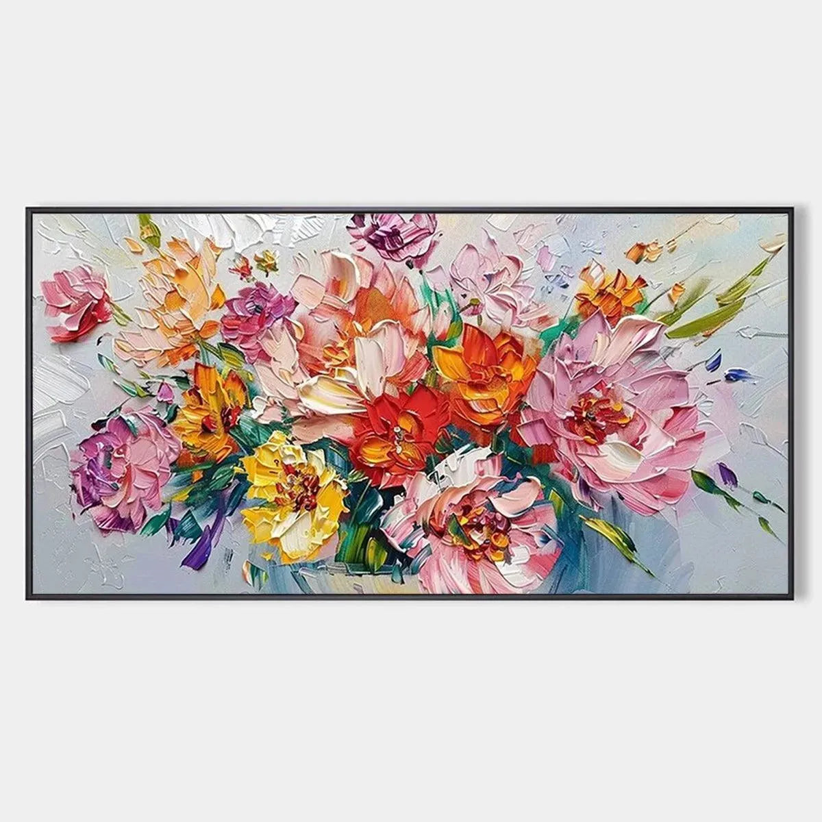 VIBRANT BOUQUET: Textured Impasto Floral Bouquet Painting in Vibrant Colors