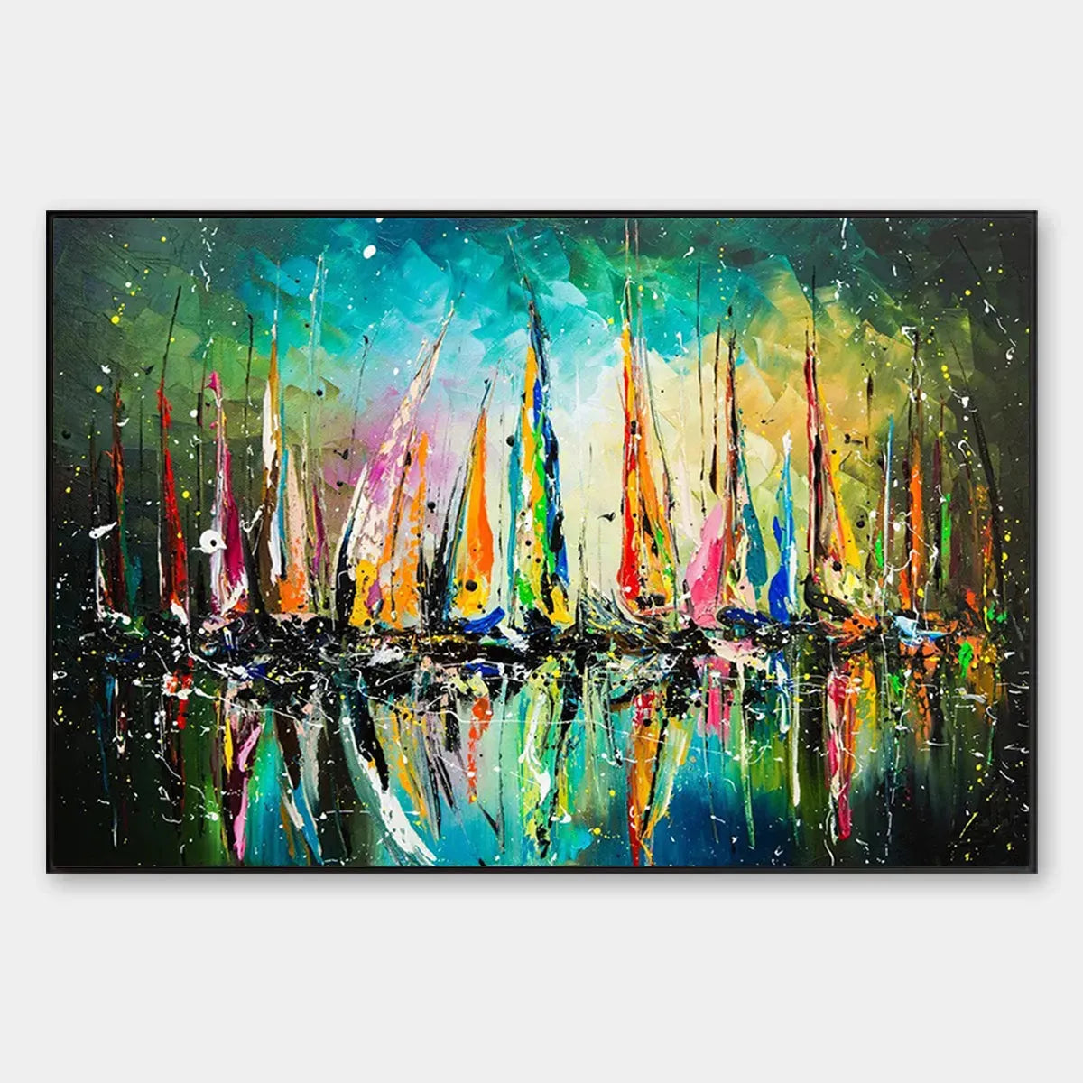 VIVID REGATTA: Panoramic Sailboat Painting
