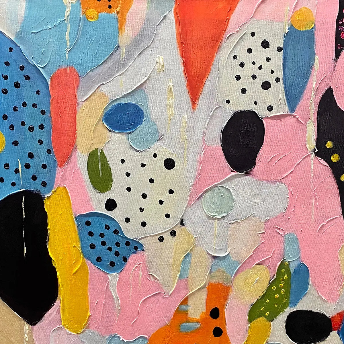 CONFETTI DREAMS: Vertical Abstract Painting in Vibrant Pink and Multicolor