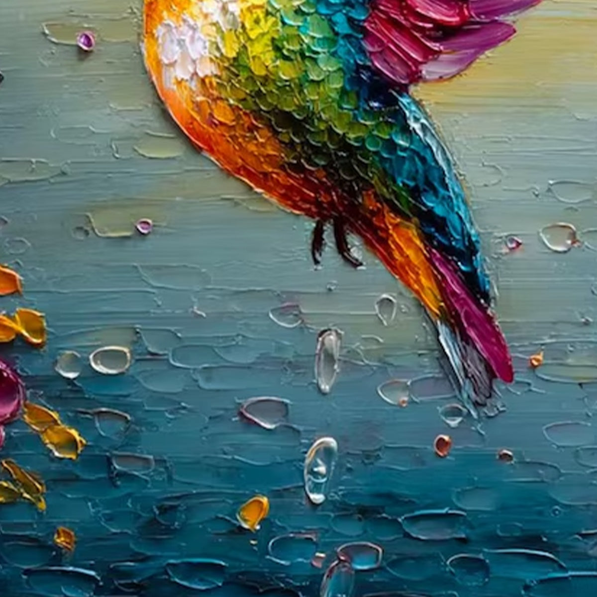 NECTAR FLIGHT: Vibrant Impressionist Hummingbird Floral Oil Painting
