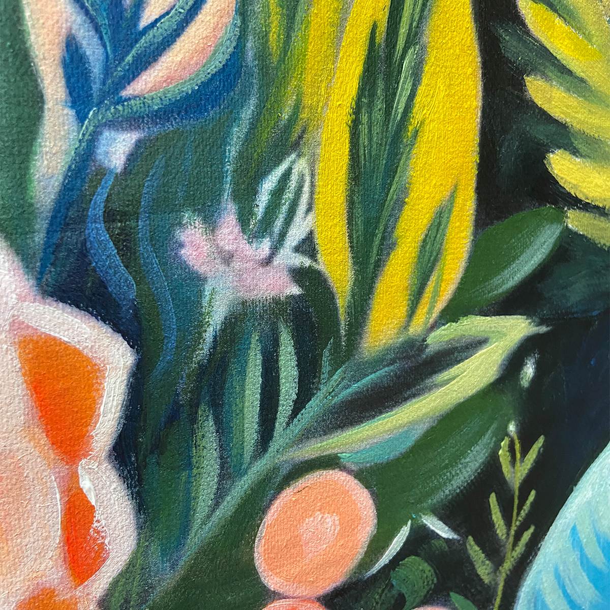 MIDNIGHT GARDEN: Vibrant Floral Boho Oil Painting