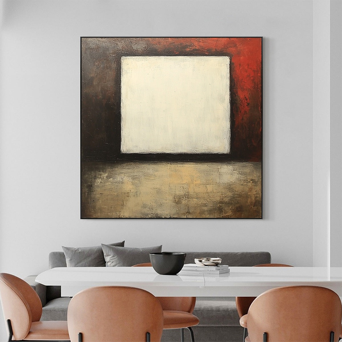 VOID: Minimalist Abstract Oil Painting with White Square