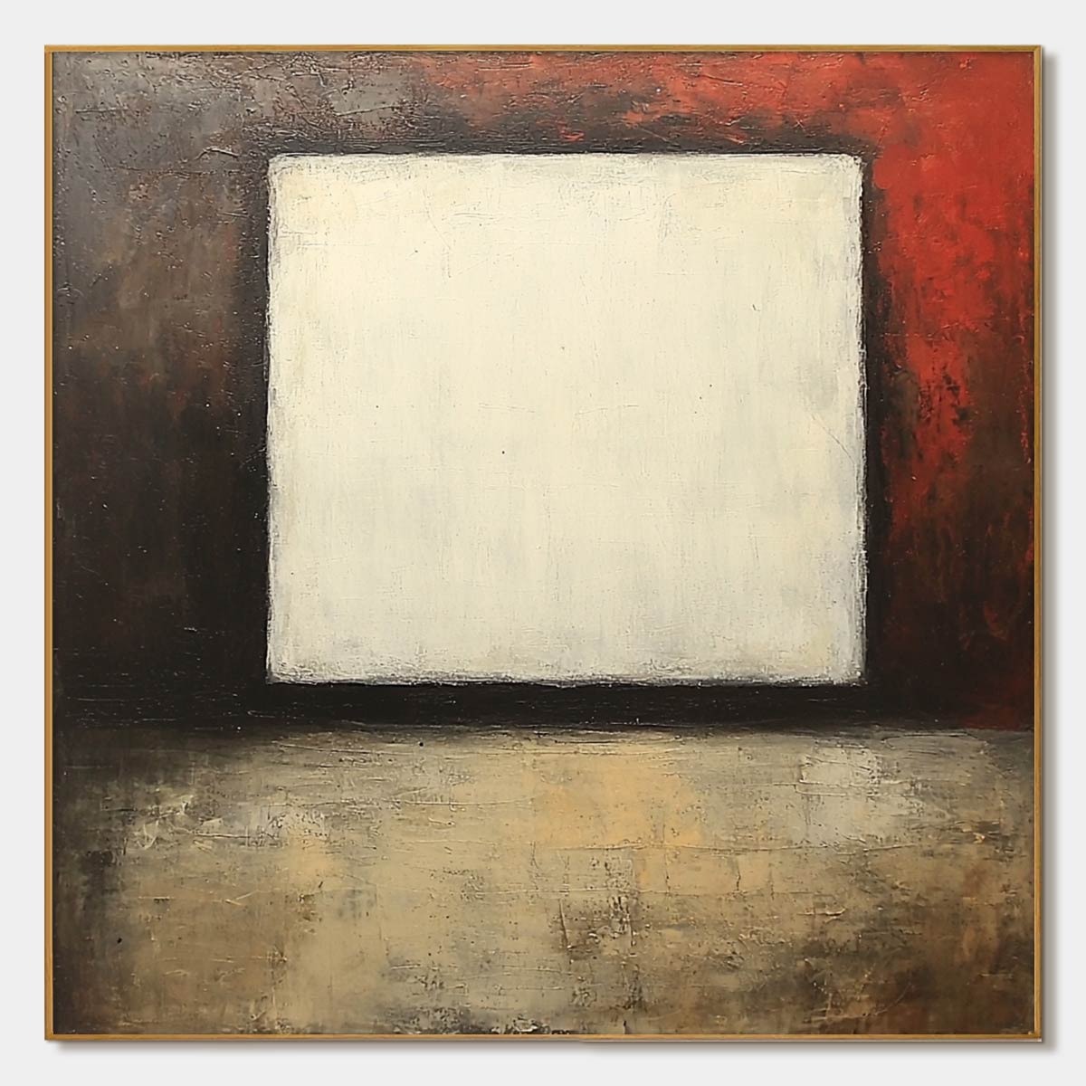 VOID: Minimalist Abstract Oil Painting with White Square