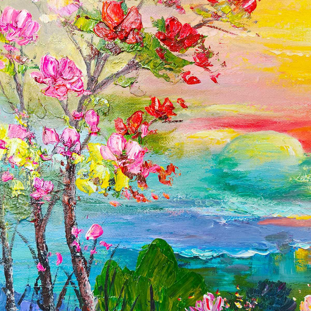 Ready to Ship | Watercolor Sunset | 20''x40'' | 50x100cm | Frameless