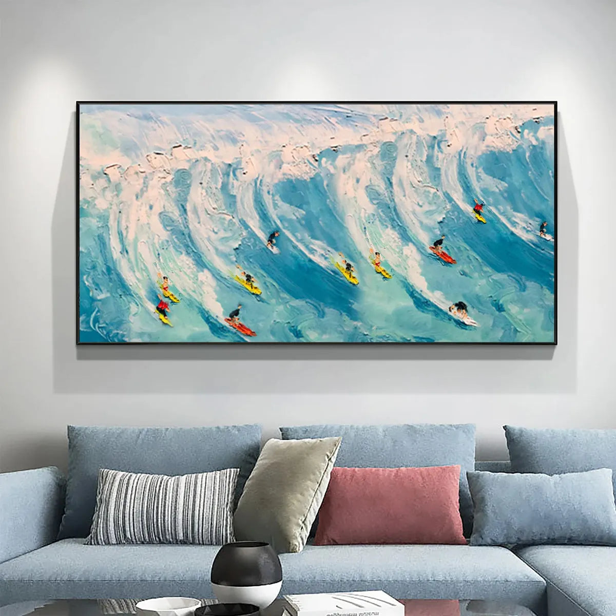 WAVE RIDERS: Ocean Painting of Surfers in Motion