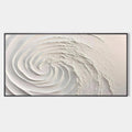 WHIRLWIND: Textured White Abstract Swirl Painting for Living Room