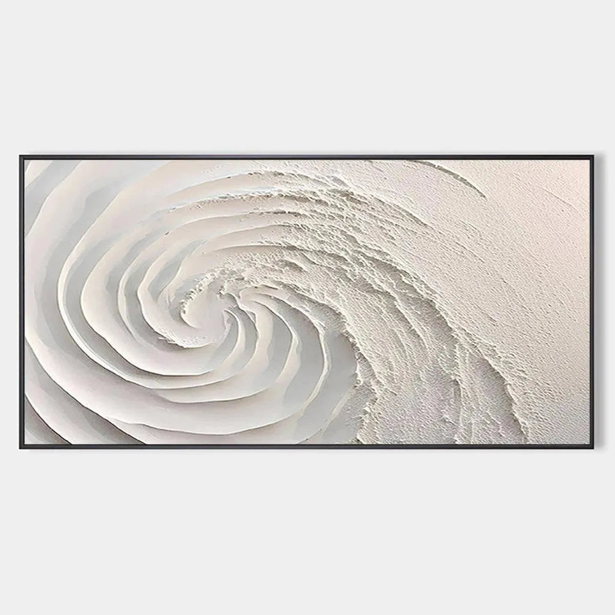 WHIRLWIND: Textured White Abstract Swirl Painting for Living Room