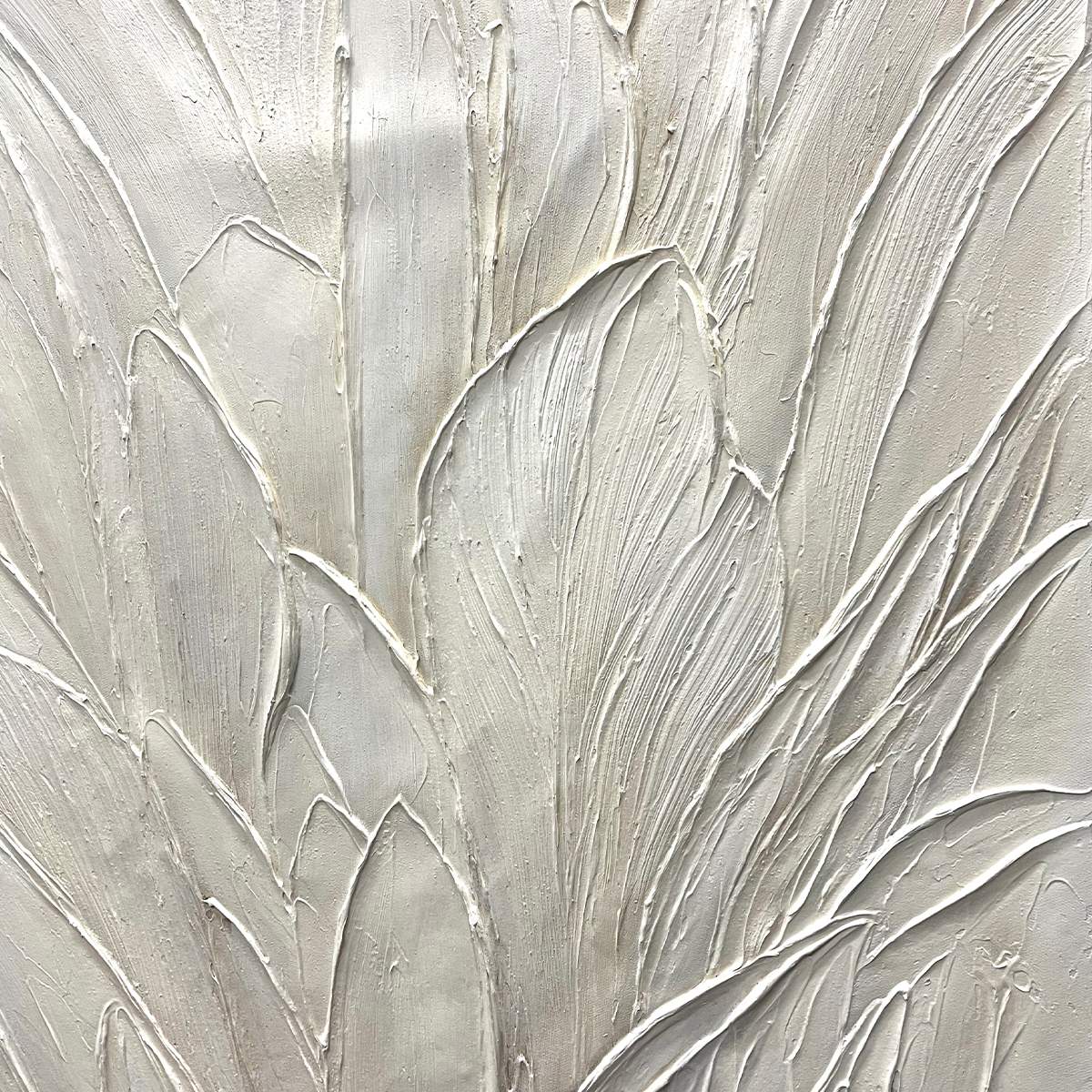 WHISPERED WINDS: Textured Minimalist Oil Painting in Off-White