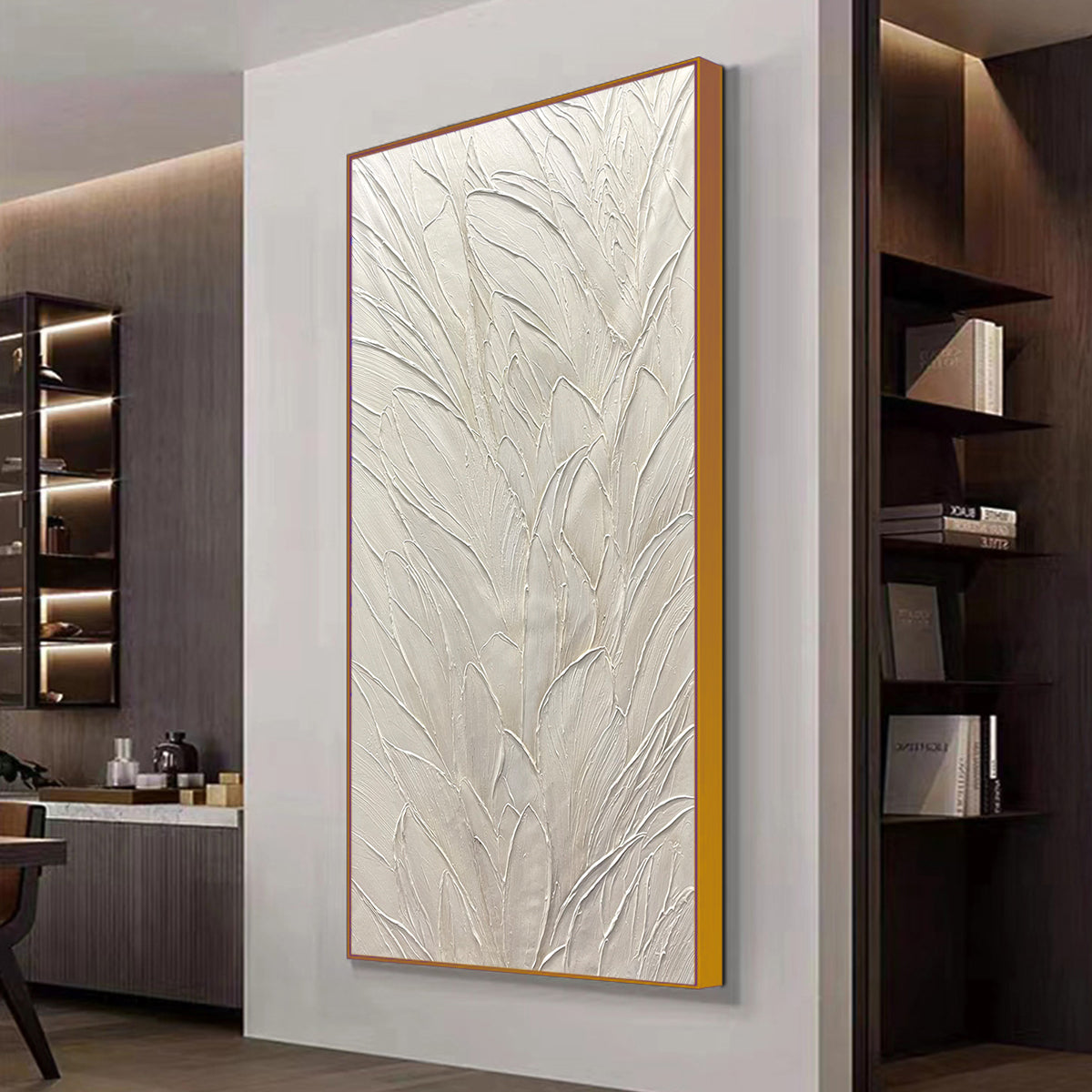 WHISPERED WINDS: Textured Minimalist Oil Painting in Off-White