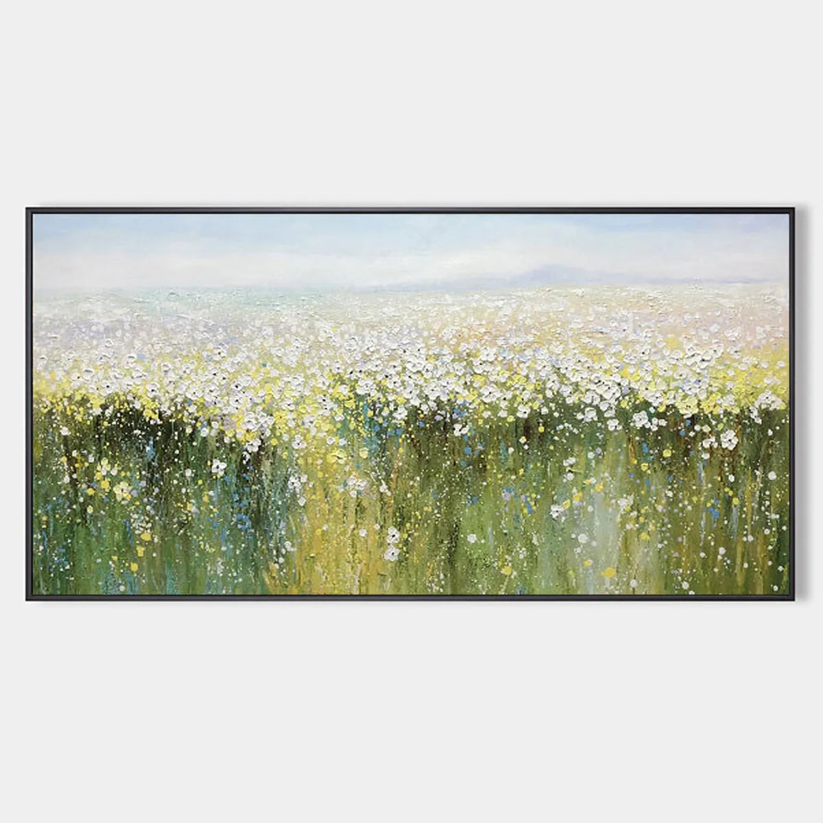 WHISPERING MEADOW: Impressionistic Wildflower Field Oil Painting