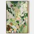 WHISPERING MEADOW: Textured Abstract Floral Painting in Green and Gold