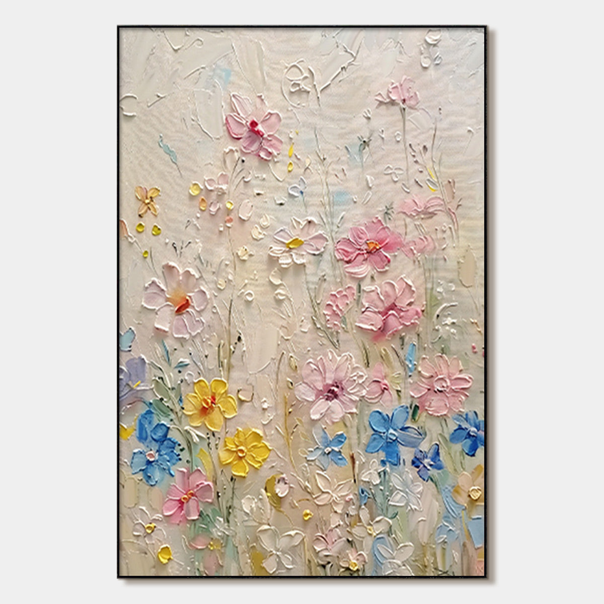 WHISPERING MEADOW: Textured Floral Impasto Oil Painting