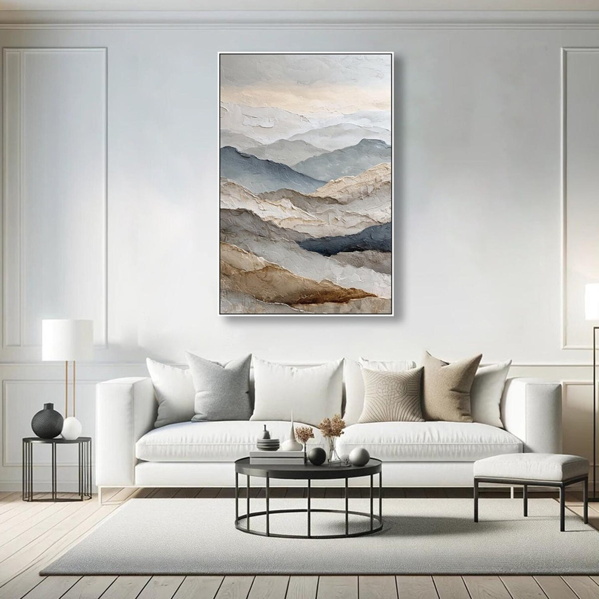 WHISPERING RIDGES: Textured Wabi Sabi Mountain Landscape Painting