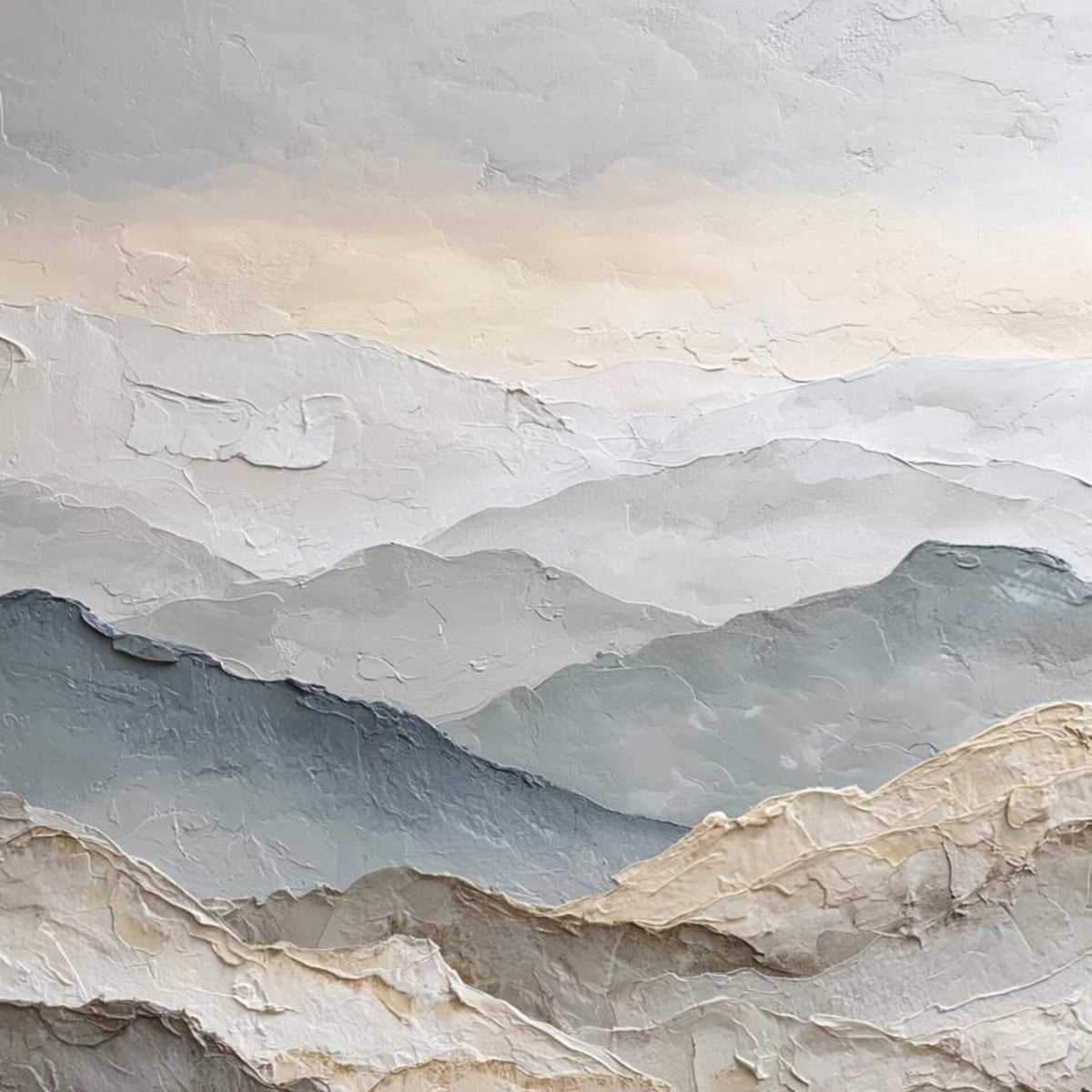 WHISPERING RIDGES: Textured Wabi Sabi Mountain Landscape Painting