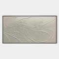 WHISPERING WINDS: White Beige Textured Abstract Oil Painting