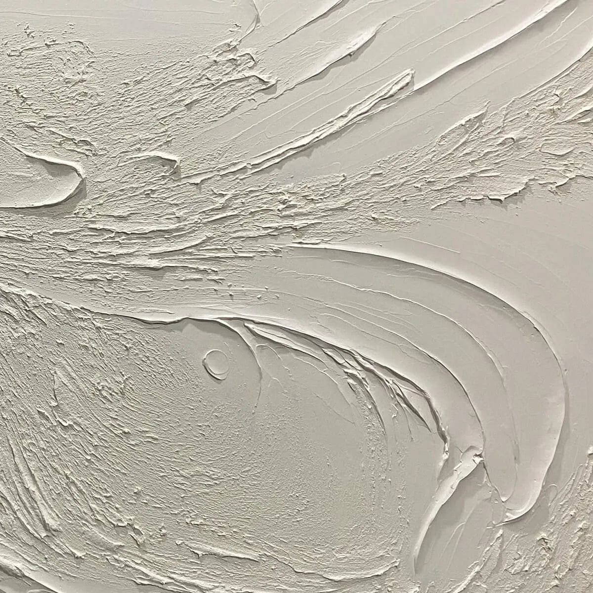 WHISPERING WINDS: White Beige Textured Abstract Oil Painting