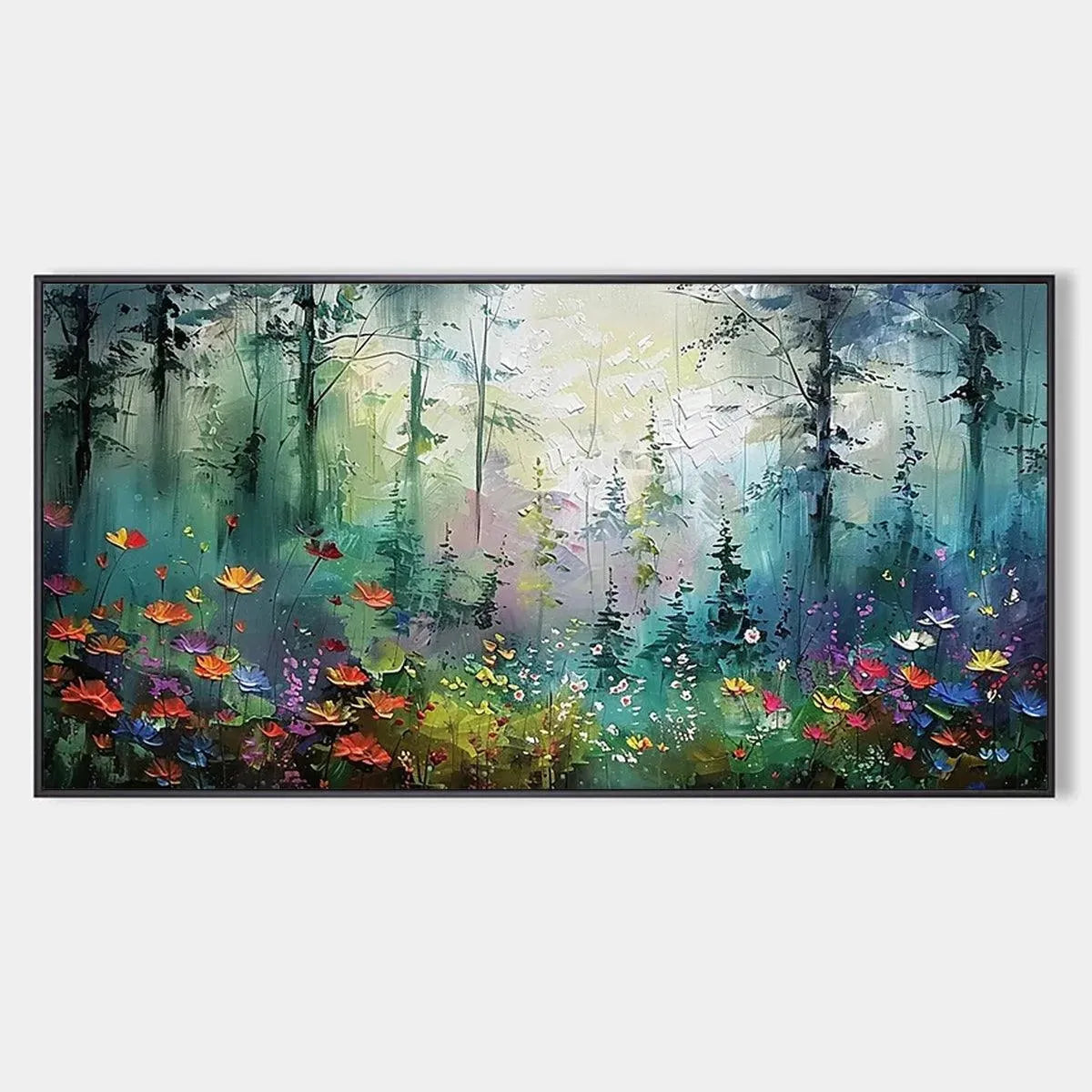WHISPERING WOODS: Impressionistic Forest Landscape Painting with Colorful Wildflowers