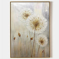 WHISPERS OF GOLD: Textured Dandelion Painting on Vertical Canvas