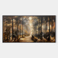 WHISPERS OF THE WOODS: Panoramic Forest Path Oil Painting