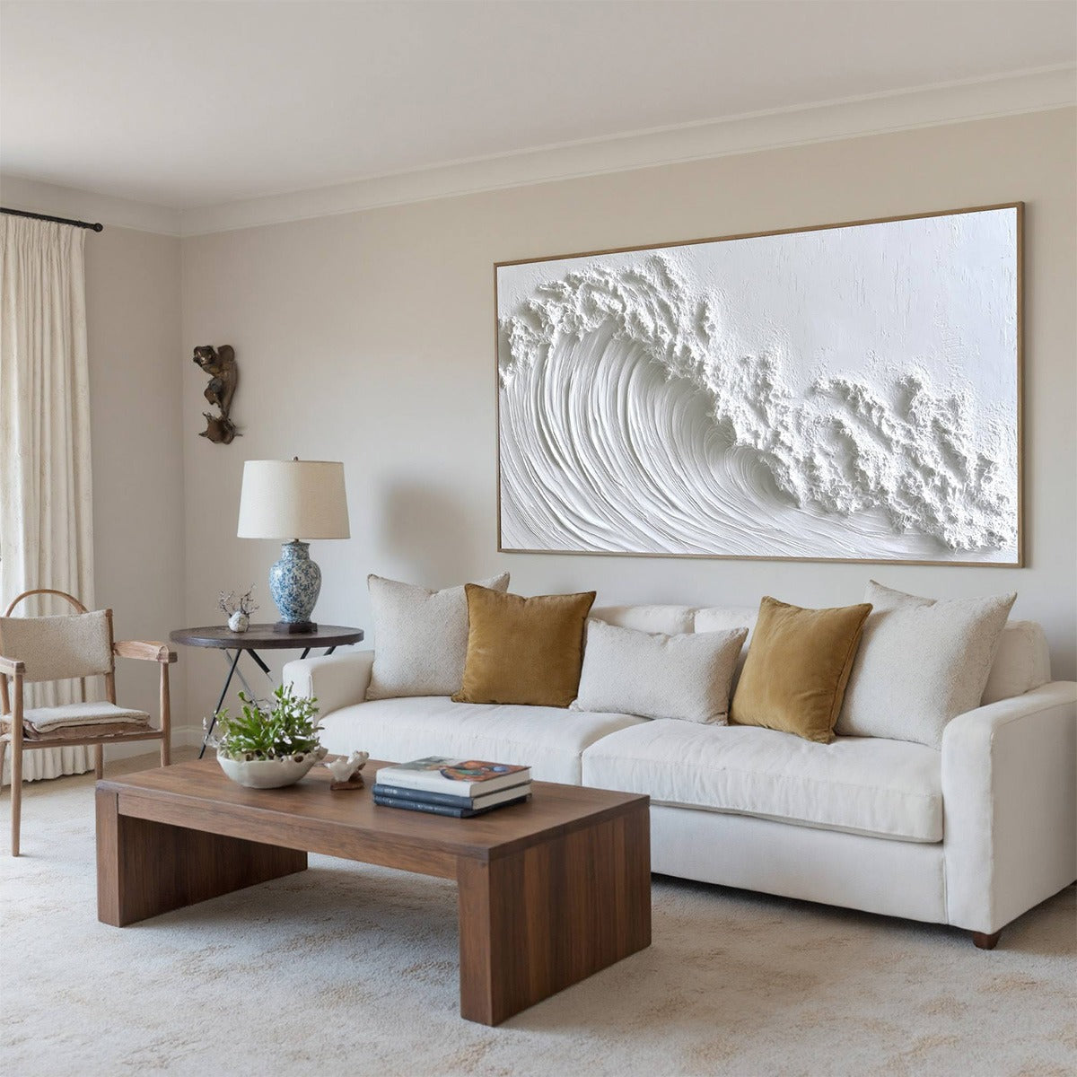 WHITE CREST: Textured Impasto Seascape Oil Painting