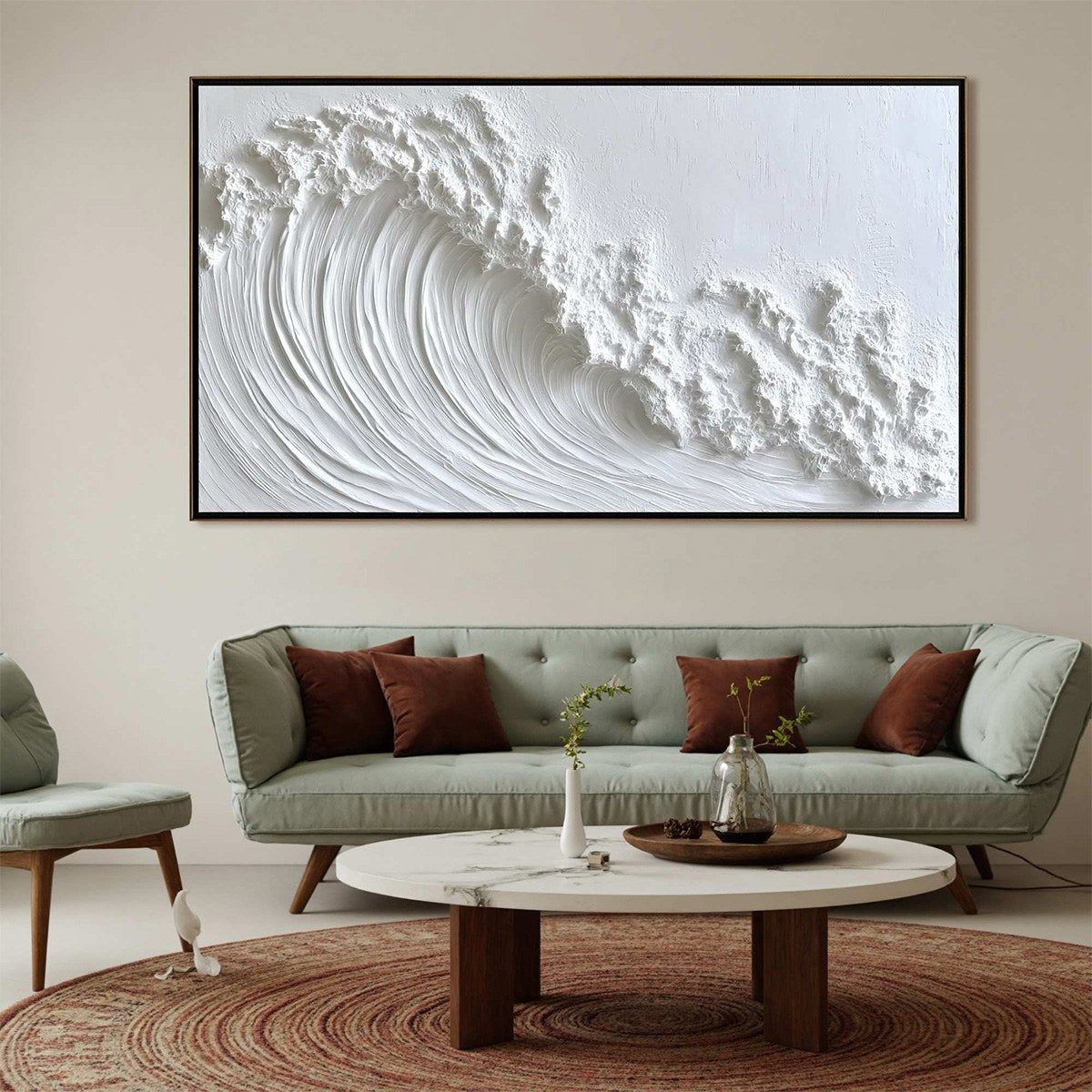 WHITE CREST: Textured Impasto Seascape Oil Painting