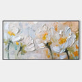 WHITE BLOSSOMS: Textured Impasto Floral Painting in White and Beige
