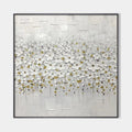 WHITE BLOSSOM FIELD: Textured White Floral Painting, Square Wall Art
