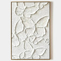 WHITE BUTTERFLIES: 3D Butterfly Impasto Painting, Vertical Wall Art