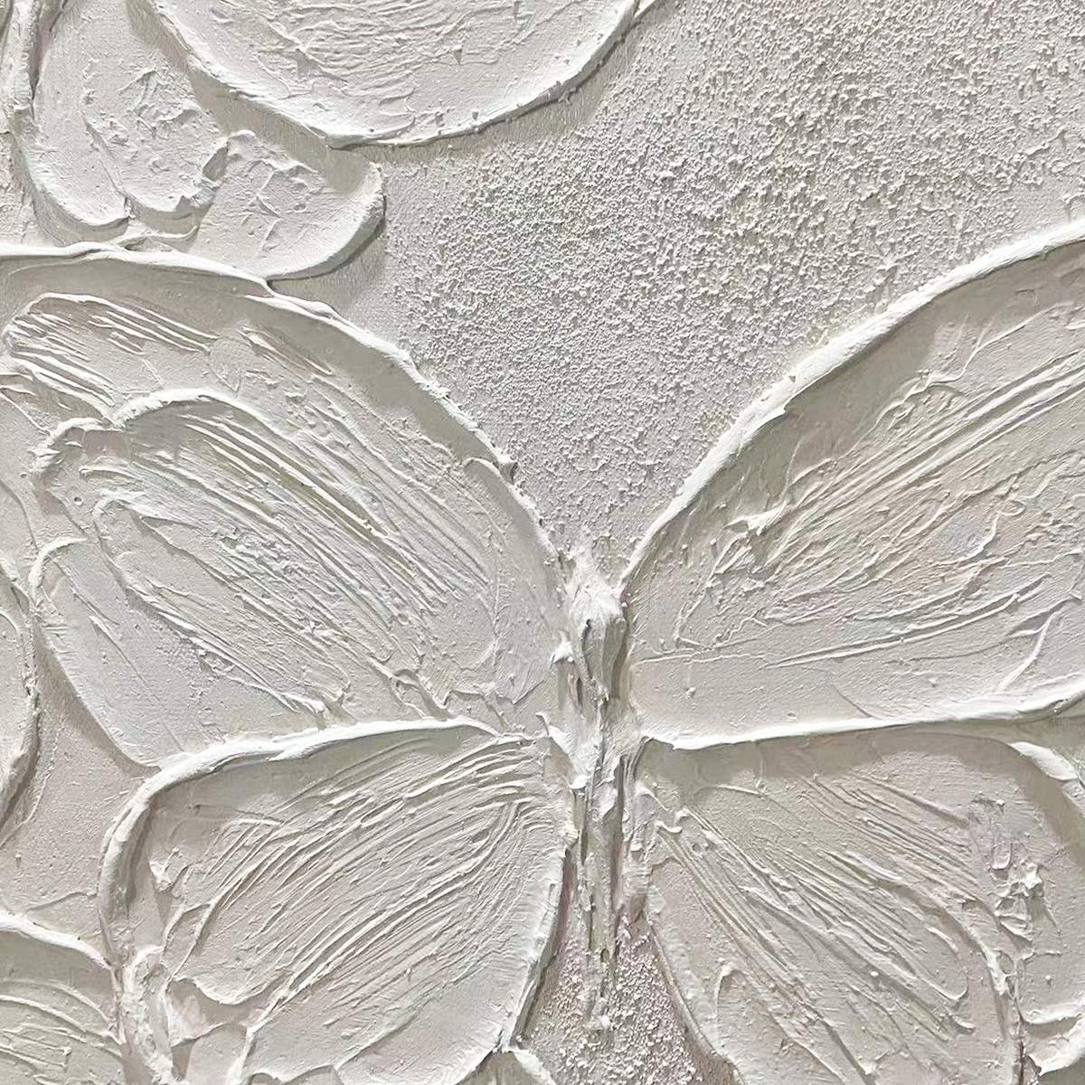 WHITE BUTTERFLIES: 3D Butterfly Impasto Painting, Vertical Wall Art