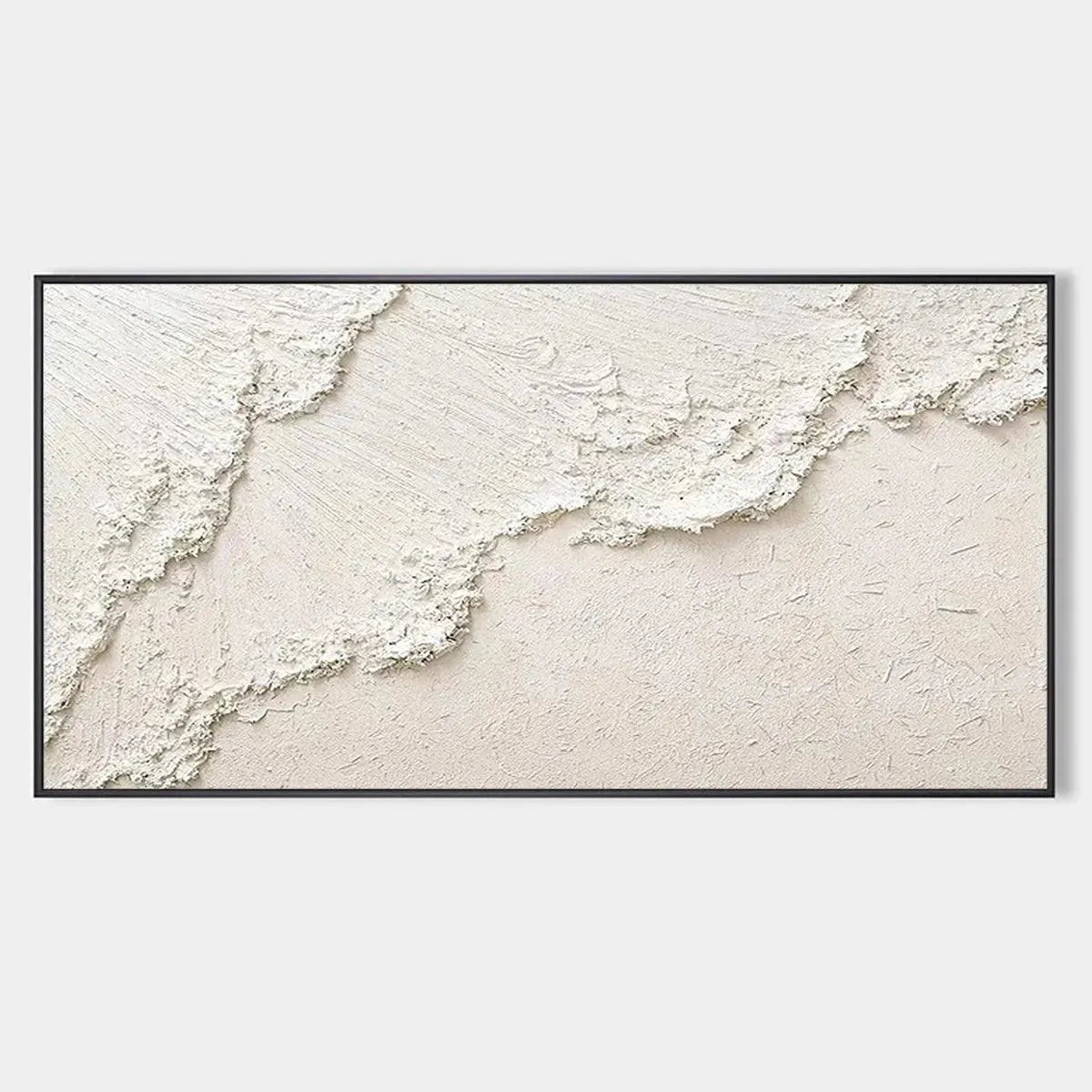 WHITE CREST: Textured White Abstract Seascape Impasto Painting