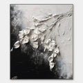 WHITE FLORAL IMPASTO: Textured Floral Painting, Square Wall Art