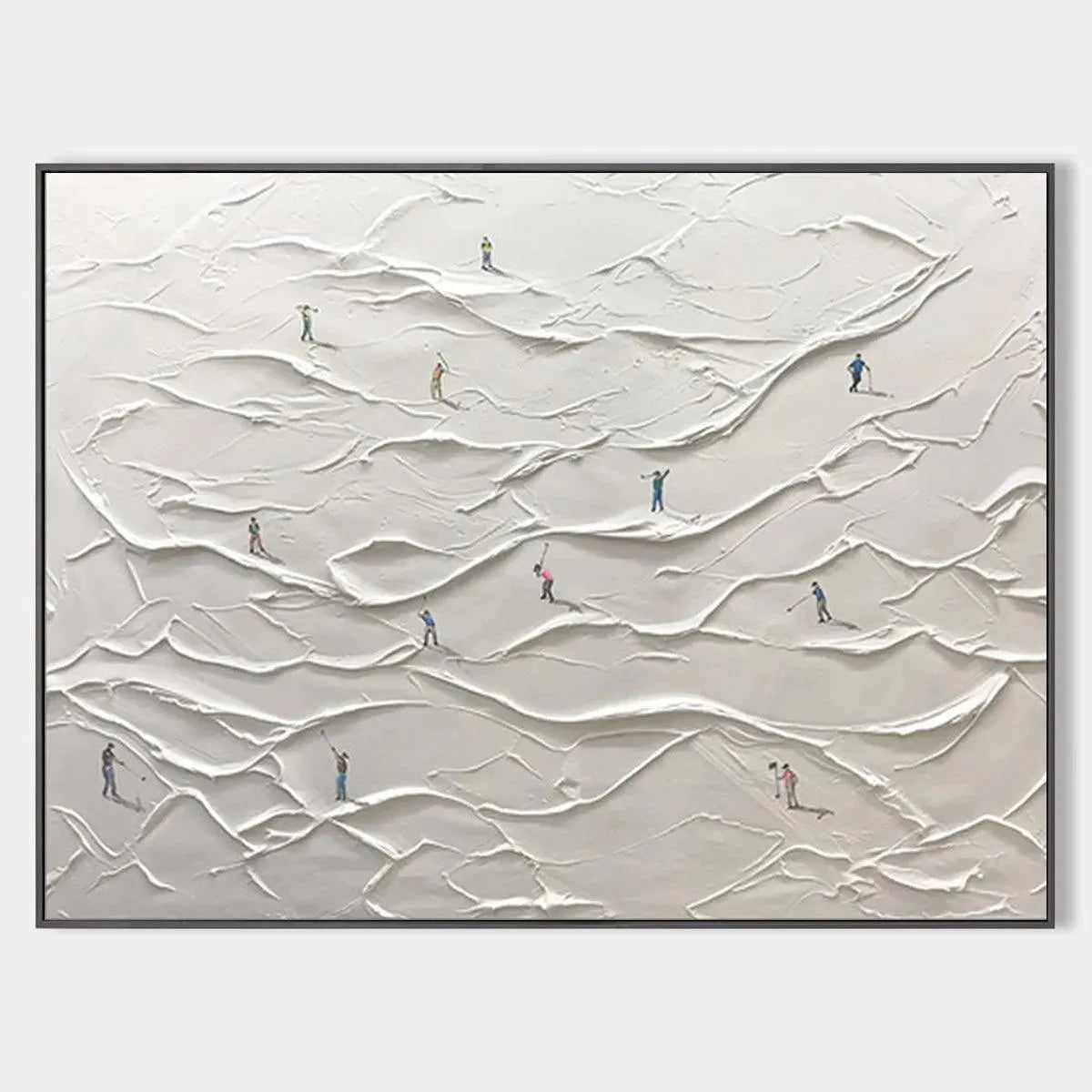 WHITE GREENS: Textured Abstract Golf Landscape Painting for Living Room