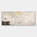 WHITE HERON PANORAMIC: Heron Painting, Panoramic Wall Art, Bird Art
