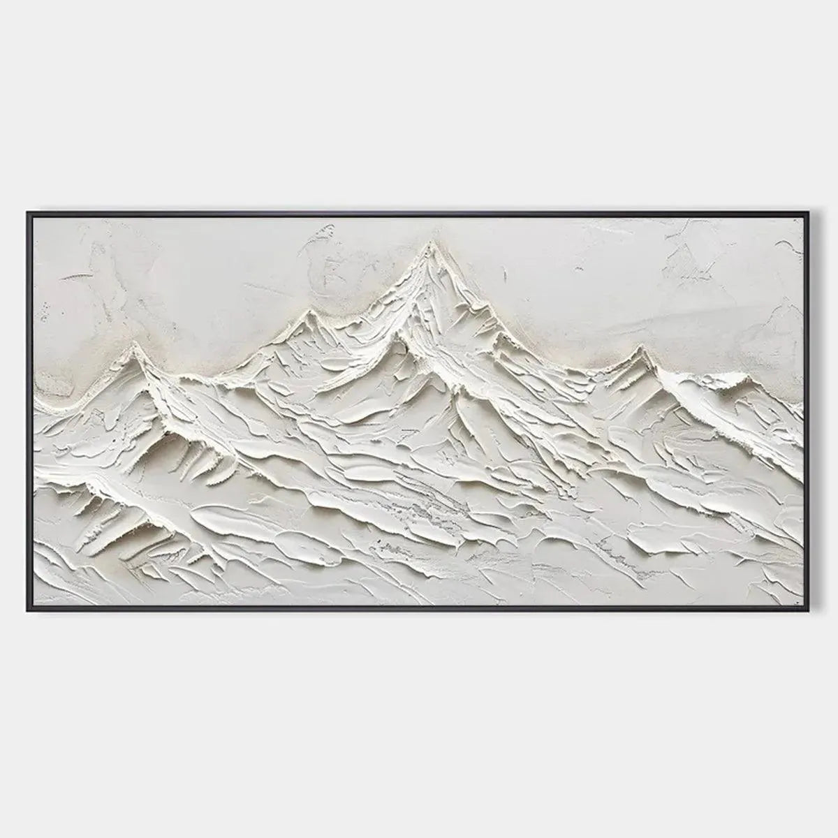 WHITE MOUNTAINS: Textured Minimalist Abstract Mountain Painting in White