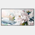 WHITE PEONY DREAM: Textured Peony Painting, Impasto Floral Wall Art, Panoramic Canvas, Romantic Decor